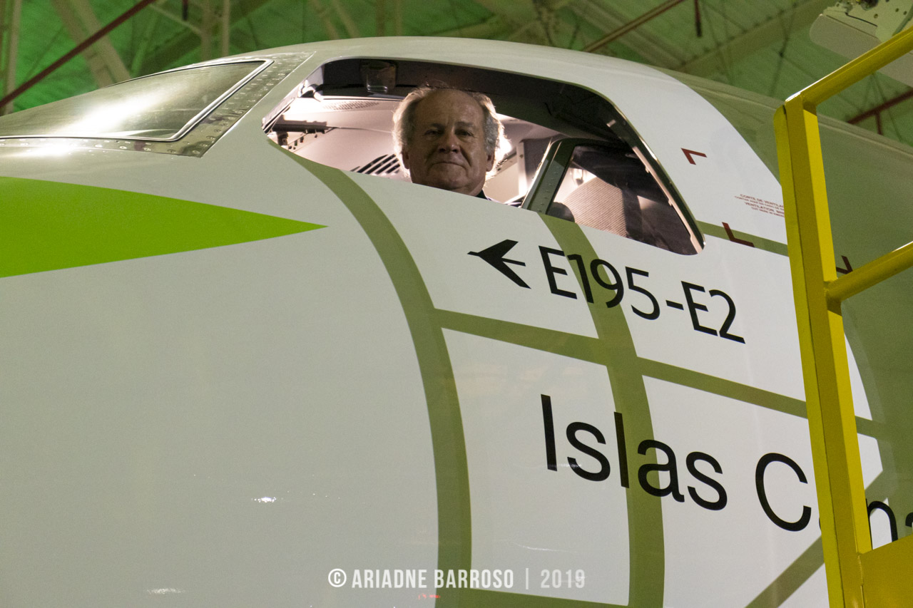 SÃO JOSÉ DOS CAMPOS, SP - 21/11/2019 - John Slattery, Presidente & CEO da Embraer Aviação Comercial, em discurso na cerimônia de entrega do primeiro Embraer E195-E2 para a Binter Canarias. Foto: Ariadne Barroso